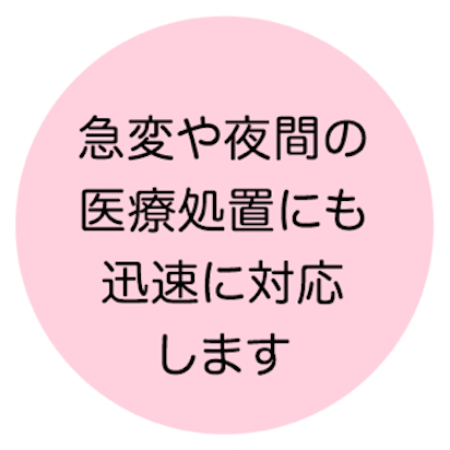 急変や夜間の医療処置にも迅速に対応します