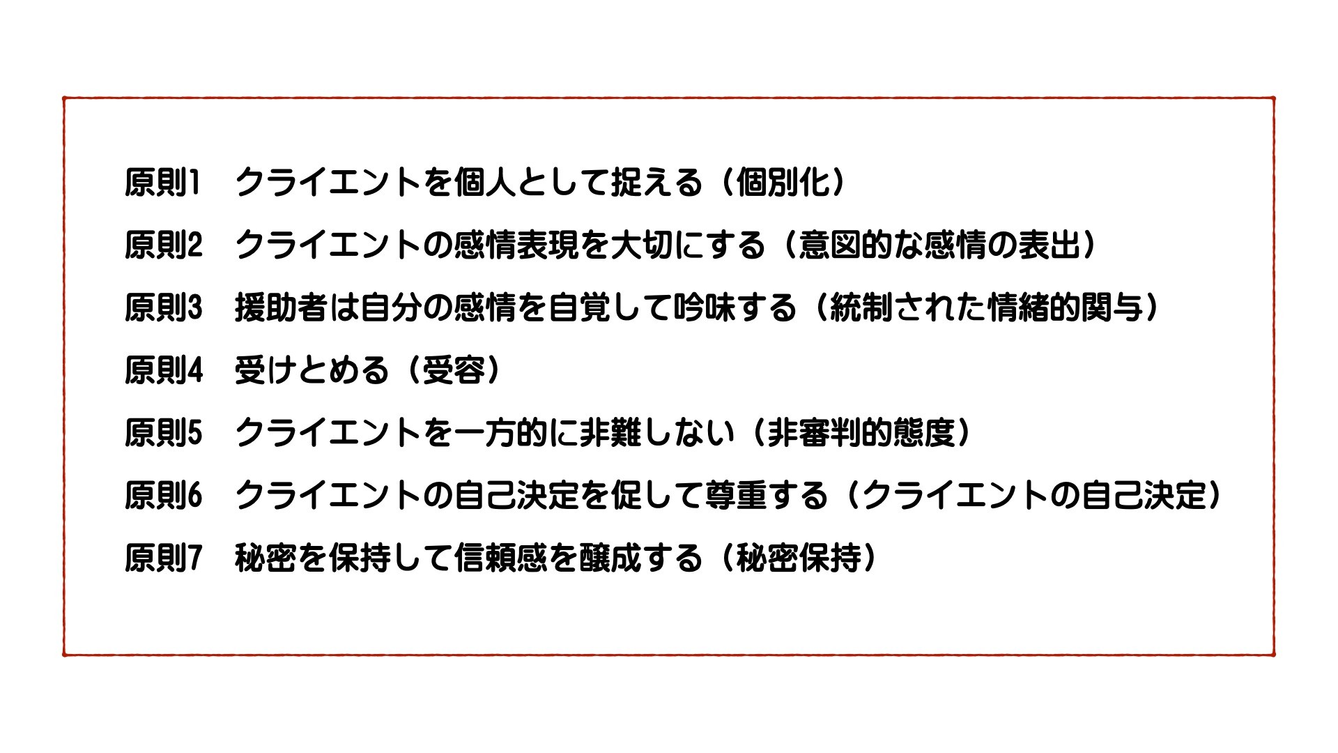 バイステックの７原則